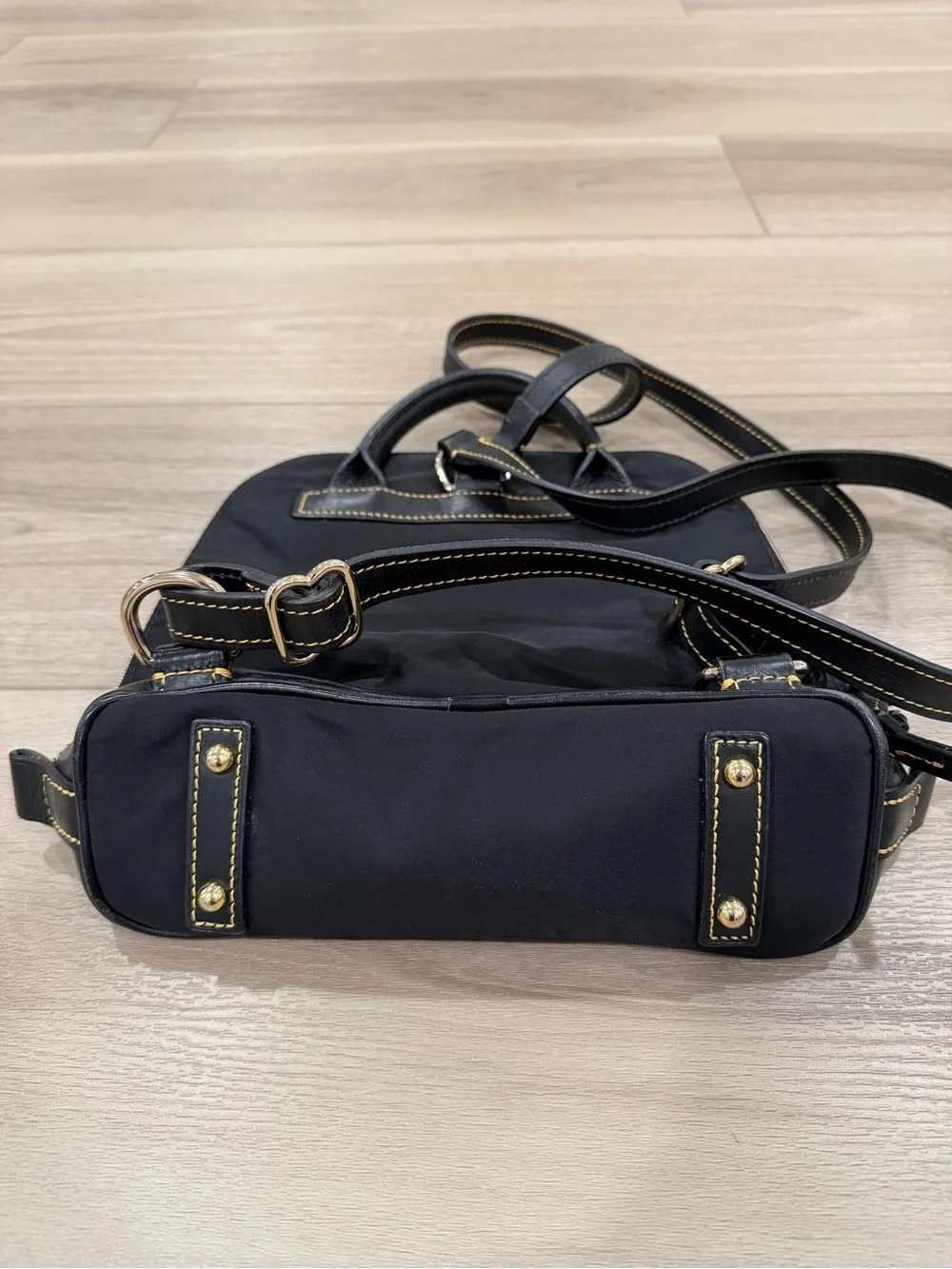Vintage Dooney & Bourke Black Backpack Leather Trim + Matching Coin Pouch